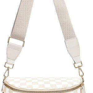 Checkered Nylon Crossbody Bag Women Spacious Fanny Pack Travel Casual